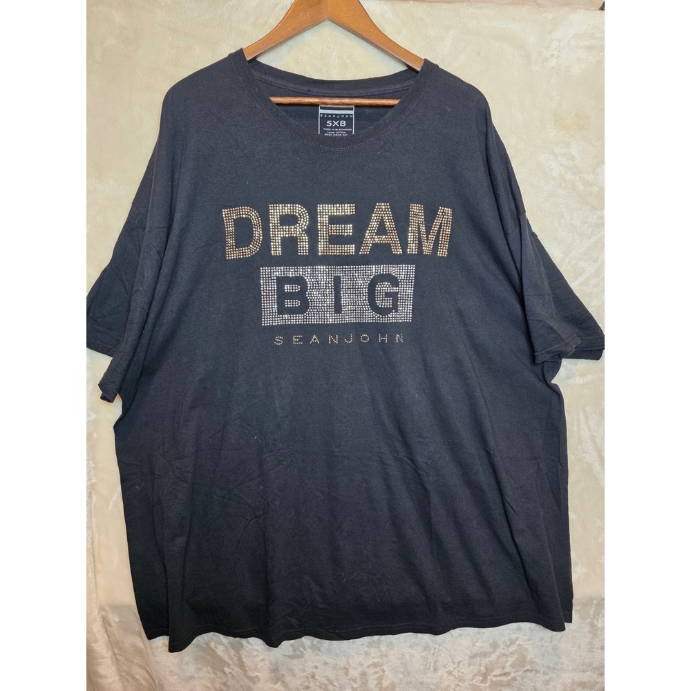 Sean John Mens Black Dream Big Studded Graphic T-Shirt 5XB Big and Tall Cotton